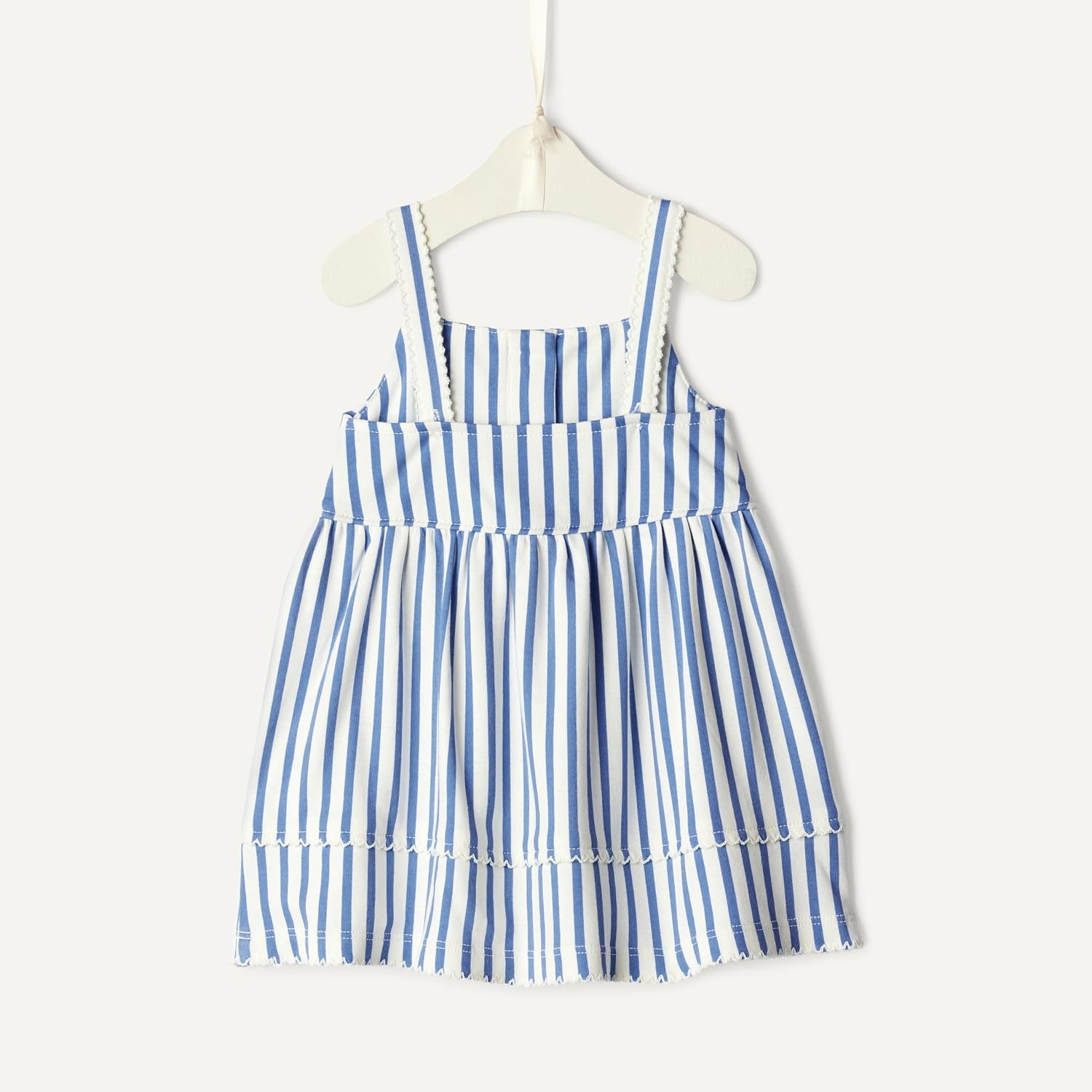 image:imageAmazon Essentials x Sofia Grainge Toddlers and Baby Girls Cotton Casual Fit and Flare DressBlue Stripe