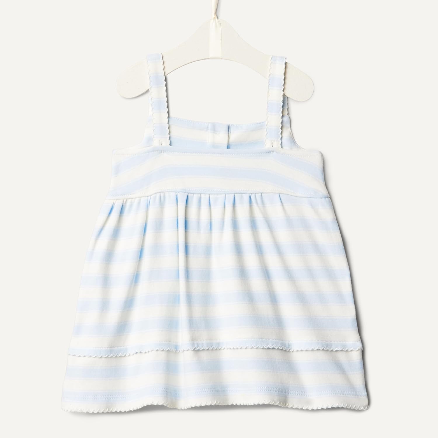 image:imageAmazon Essentials x Sofia Grainge Toddlers and Baby Girls Cotton Casual Fit and Flare DressPale Blue Bold Stripe