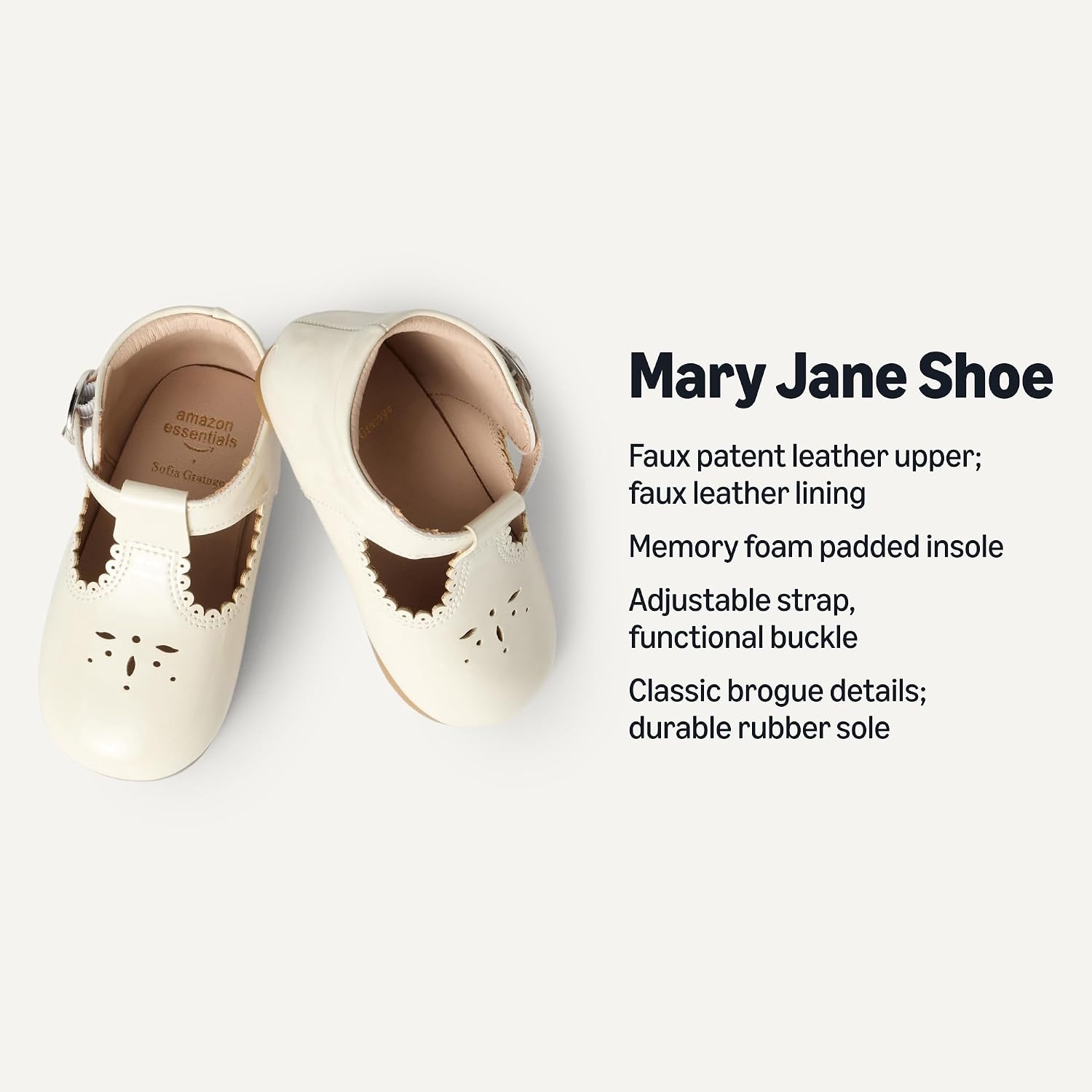 image:imageAmazon Essentials x Sofia Grainge Toddlers and Baby Girls NonSlip Mary Jane ShoesOffwhite