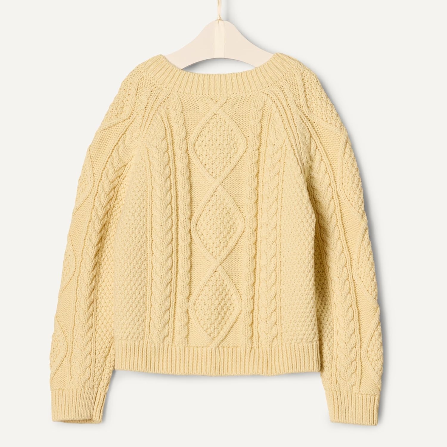 image:imageAmazon Essentials x Sofia Grainge Unisex Toddlers and Babies Cable Knit Cotton Fisherman Cardigan SweaterButter Yellow
