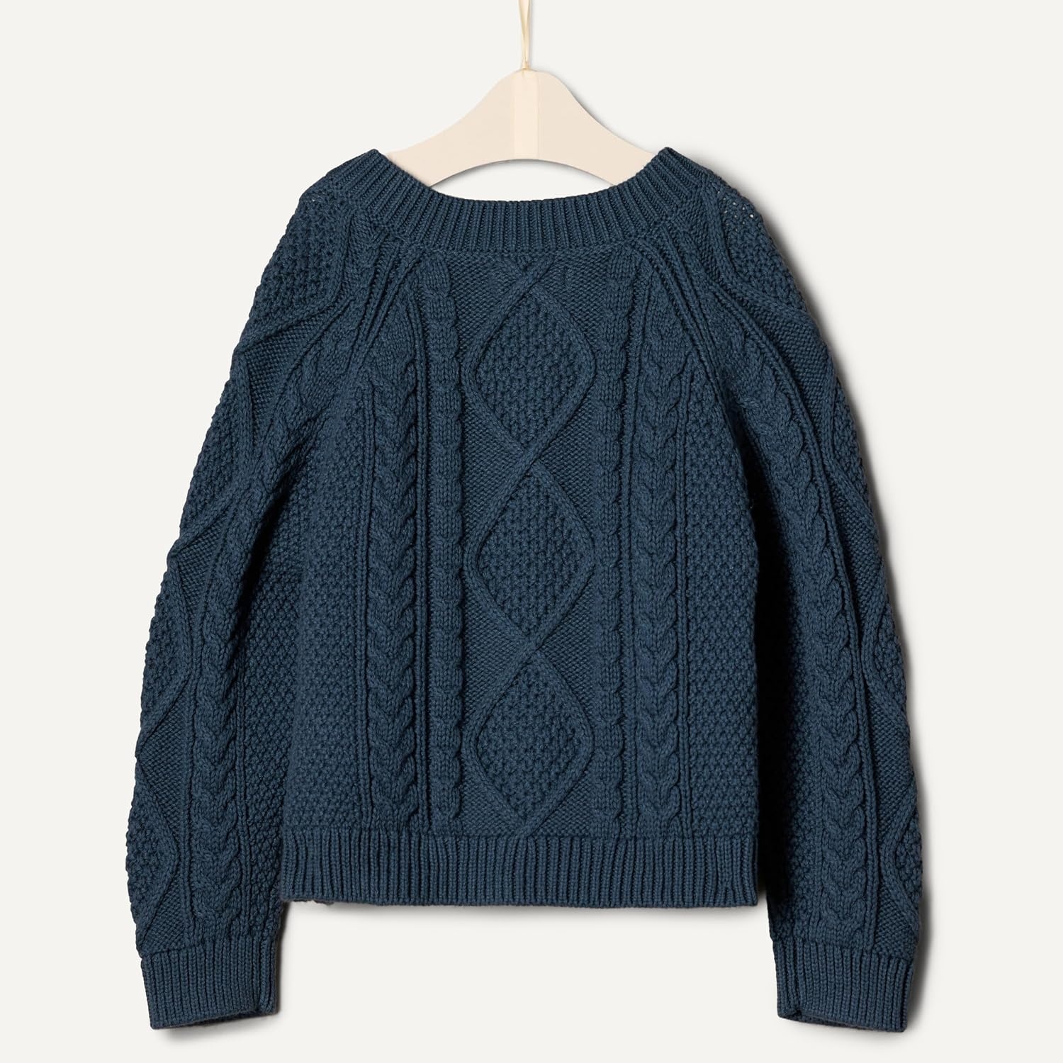 image:imageAmazon Essentials x Sofia Grainge Unisex Toddlers and Babies Cable Knit Cotton Fisherman Cardigan SweaterDark Navy