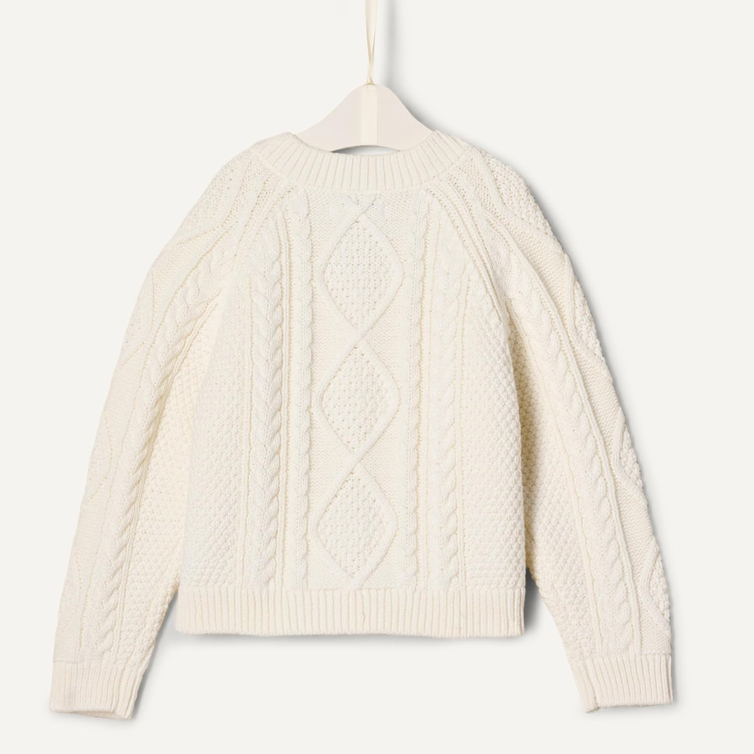 image:imageAmazon Essentials x Sofia Grainge Unisex Toddlers and Babies Cable Knit Cotton Fisherman Cardigan SweaterIvory
