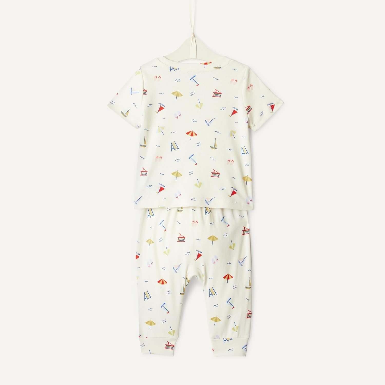 image:imageAmazon Essentials x Sofia Grainge Unisex Toddlers and Babies Cotton Knit Short Sleeve Shirt amp Pants SetIvory Beach