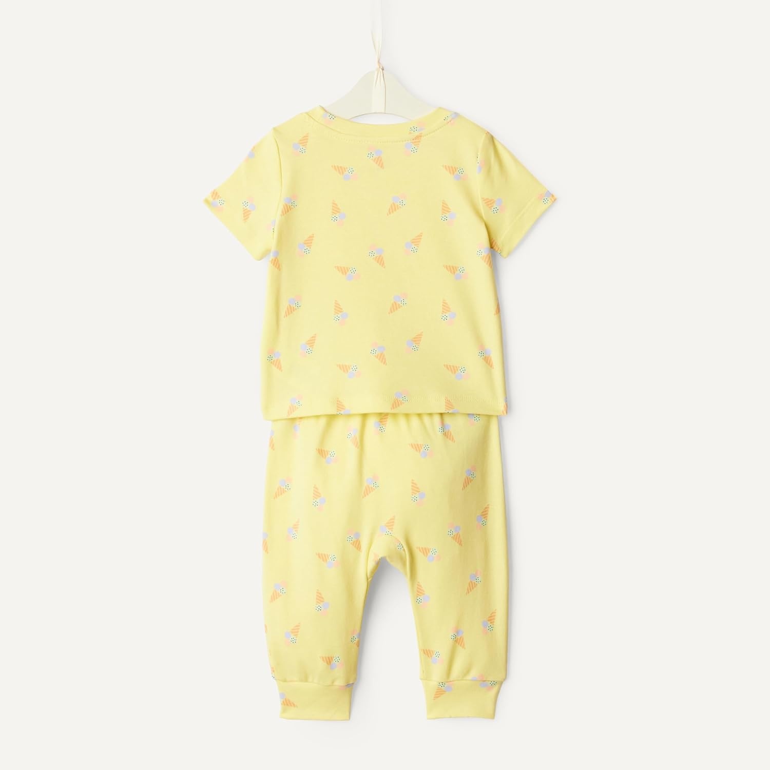 image:imageAmazon Essentials x Sofia Grainge Unisex Toddlers and Babies Cotton Knit Short Sleeve Shirt amp Pants SetLight Yellow Ice Cream