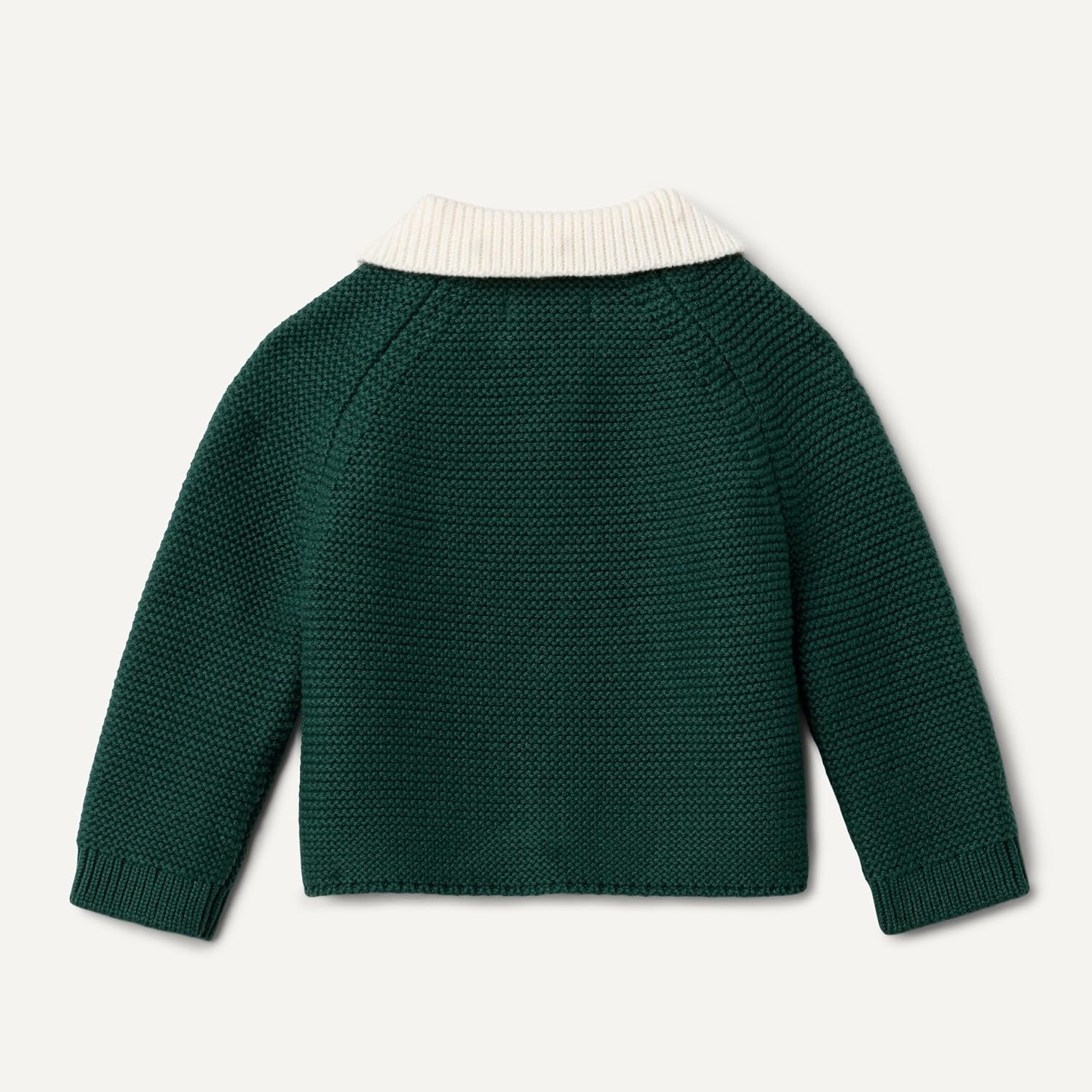 image:imageAmazon Essentials x Sofia Grainge Unisex Toddlers and Babies Peter Pan Collar Sweater Jacket Soft Cotton Knit with StretchDark Green