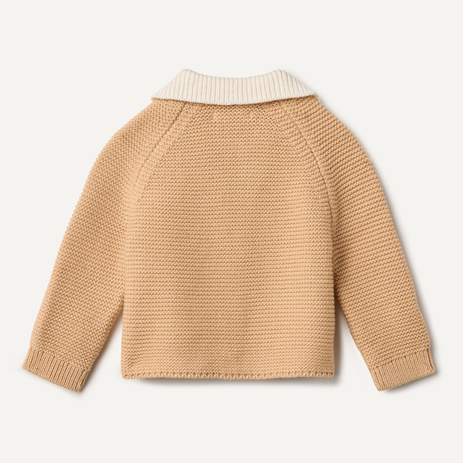 image:imageAmazon Essentials x Sofia Grainge Unisex Toddlers and Babies Peter Pan Collar Sweater Jacket Soft Cotton Knit with StretchLight Camel
