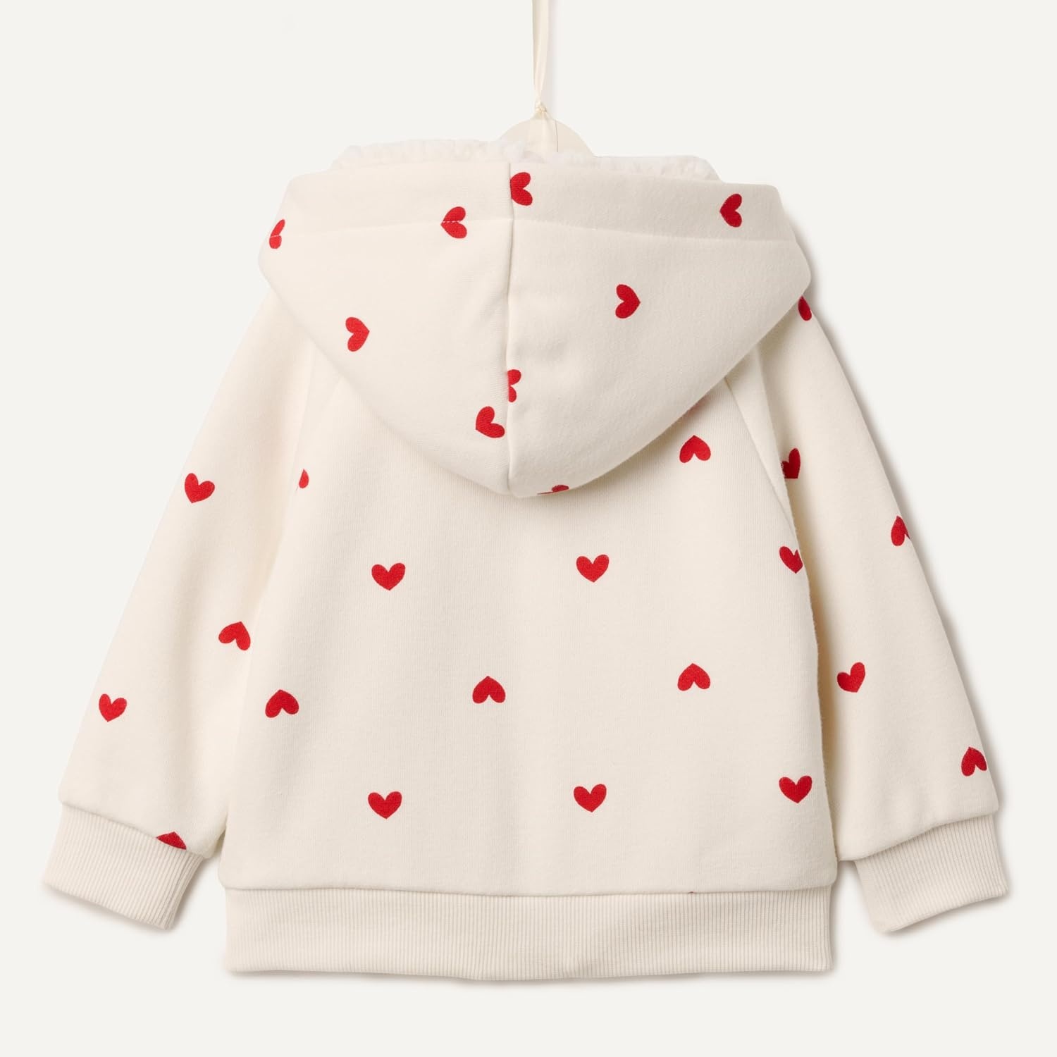 image:imageAmazon Essentials x Sofia Grainge Unisex Toddlers and Babies Zip Hoodie SweatshirtIvory Red Hearts