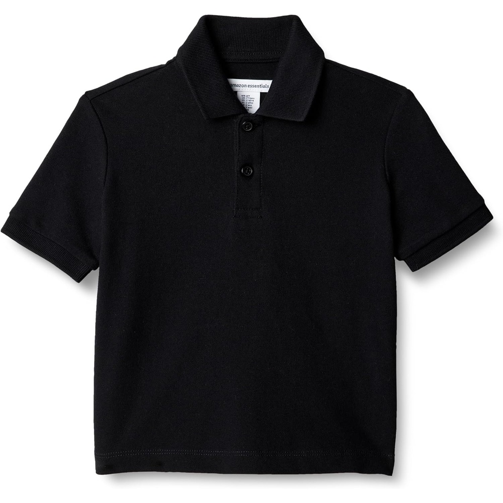 image:imageAmazon Essentials Boys and Toddlers Cotton Spandex Pique Polo Shirt Breathable Stretch KnitBlack