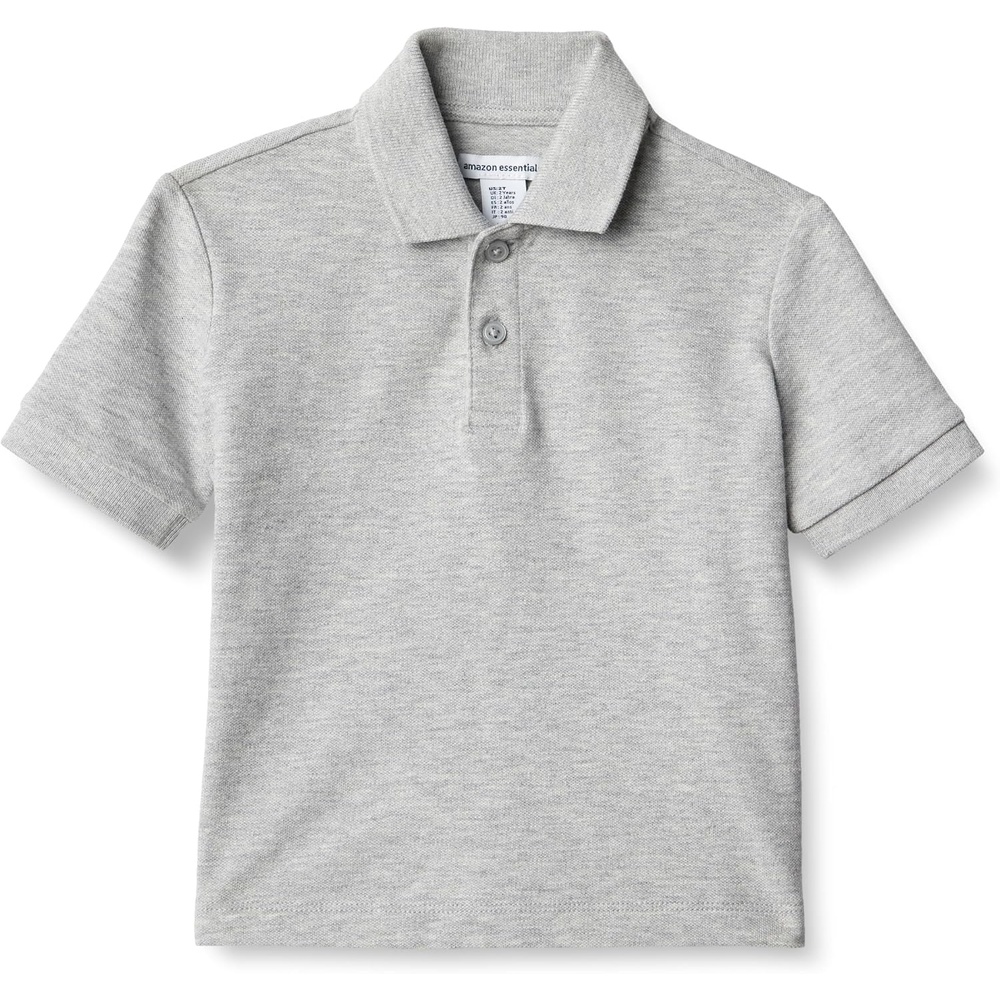image:imageAmazon Essentials Boys and Toddlers Cotton Spandex Pique Polo Shirt Breathable Stretch KnitLight Grey Heather