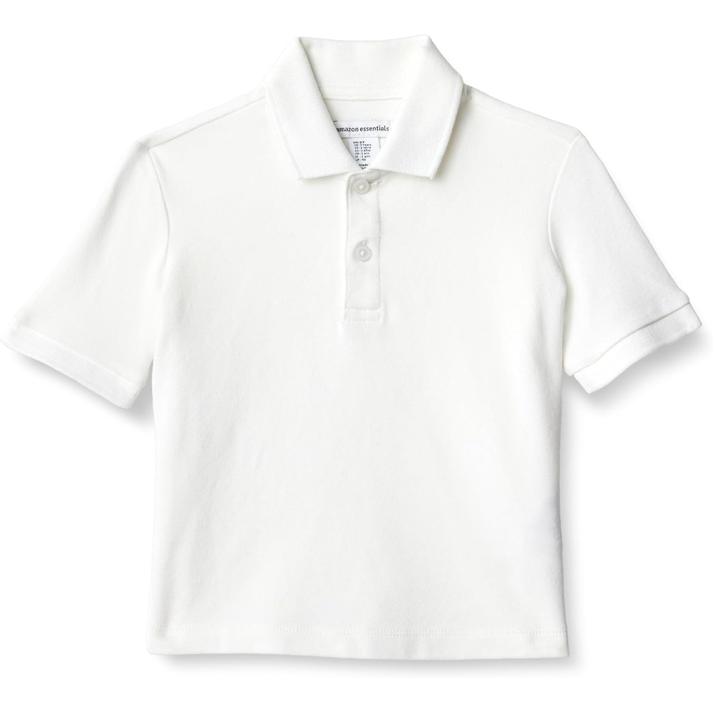 image:imageAmazon Essentials Boys and Toddlers Cotton Spandex Pique Polo Shirt Breathable Stretch KnitWhite