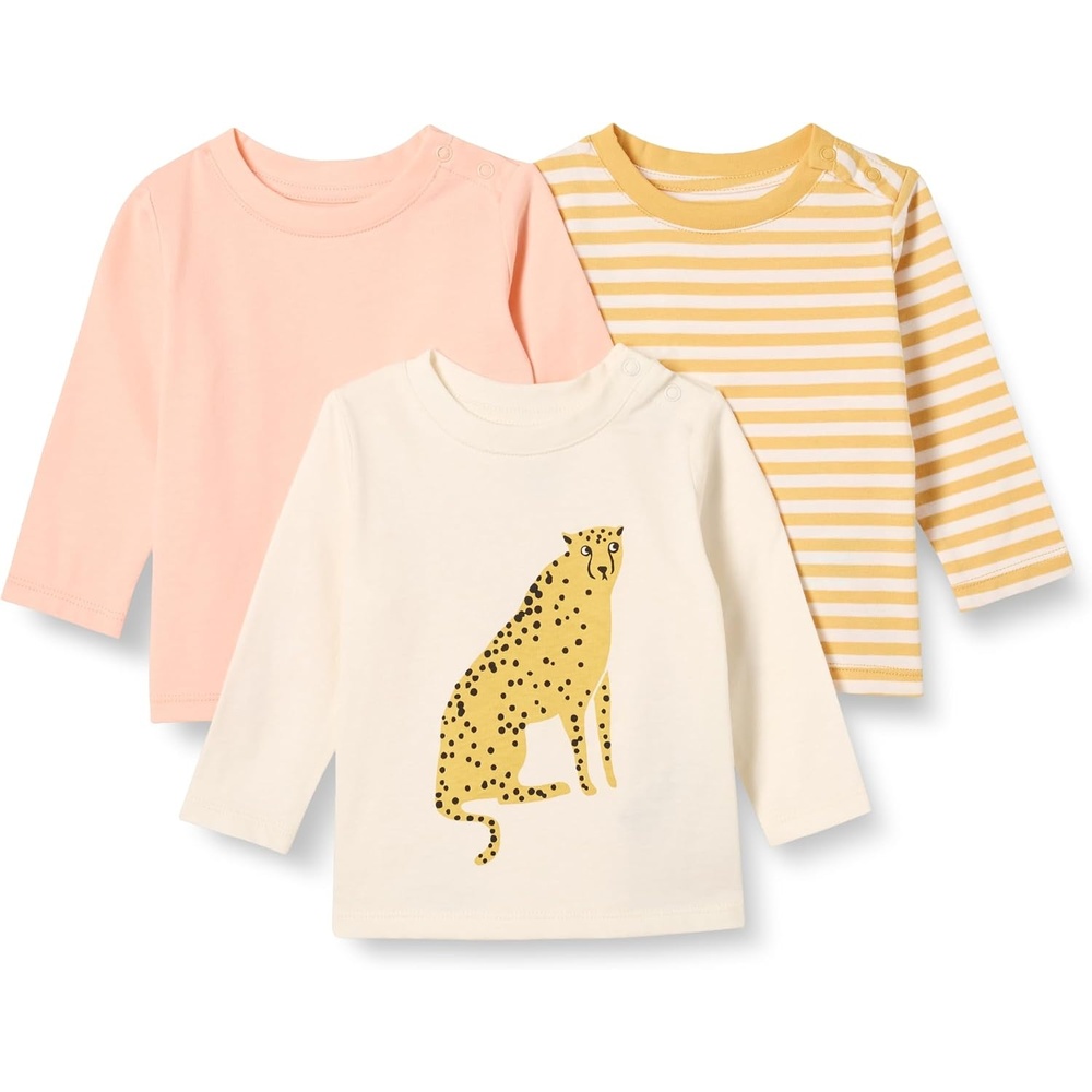 image:imageAmazon Essentials Boys and Toddlers RelaxedFit 100 Cotton LongSleeve TShirtsCheetahStripe