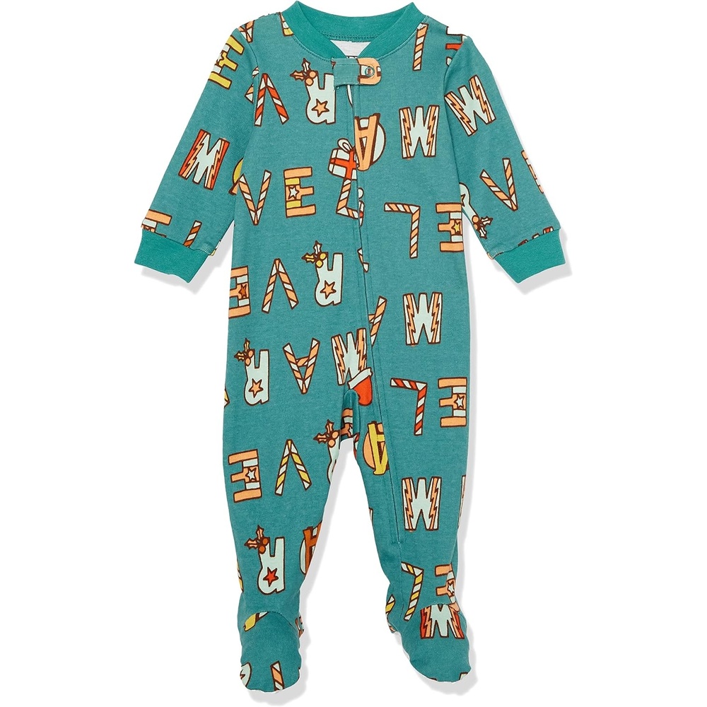image:imageAmazon Essentials Disney Marvel Star Wars Unisex Babies SnugFit Cotton Footed Sleepers MultipacksFestive Marvel