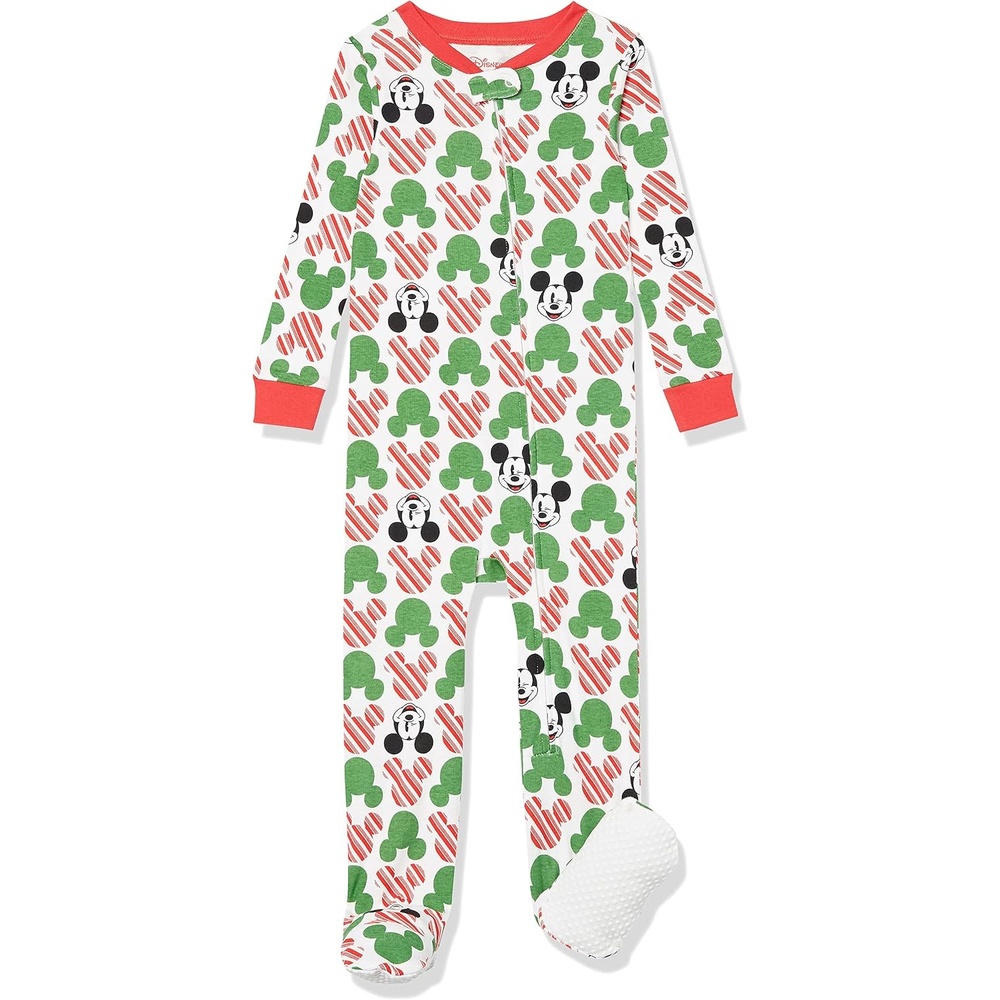image:imageAmazon Essentials Disney Marvel Star Wars Unisex Babies SnugFit Cotton Footed Sleepers MultipacksMickey Holiday Footed Sleeper