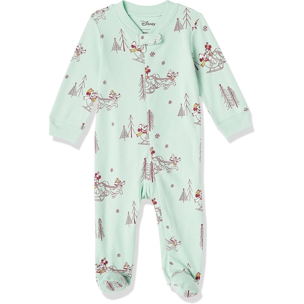 image:imageAmazon Essentials Disney Marvel Star Wars Unisex Babies SnugFit Cotton Footed Sleepers MultipacksMickey Winter Sleep Play