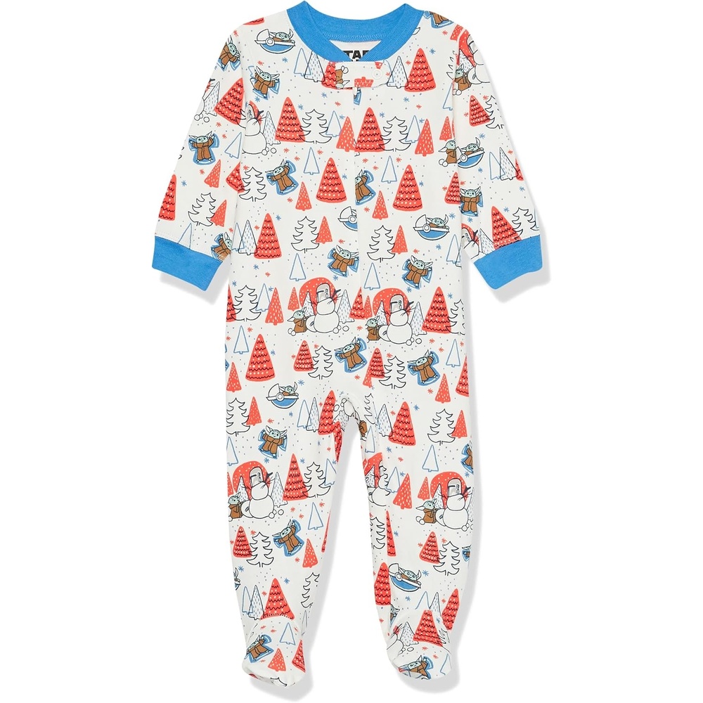 image:imageAmazon Essentials Disney Marvel Star Wars Unisex Babies SnugFit Cotton Footed Sleepers MultipacksStar Wars Mando Winter Sleep Play