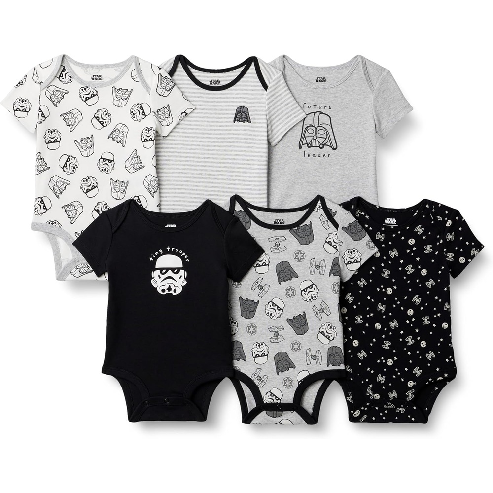 image:imageAmazon Essentials Disney Marvel Star Wars Unisex Babies SnugFit Cotton Footed Sleepers MultipacksStar Wars Tiny Troopers