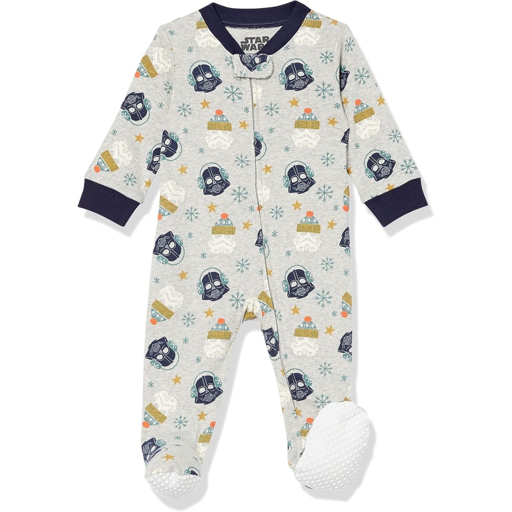 image:imageAmazon Essentials Disney Marvel Star Wars Unisex Babies SnugFit Cotton Footed Sleepers MultipacksStar Wars Winter