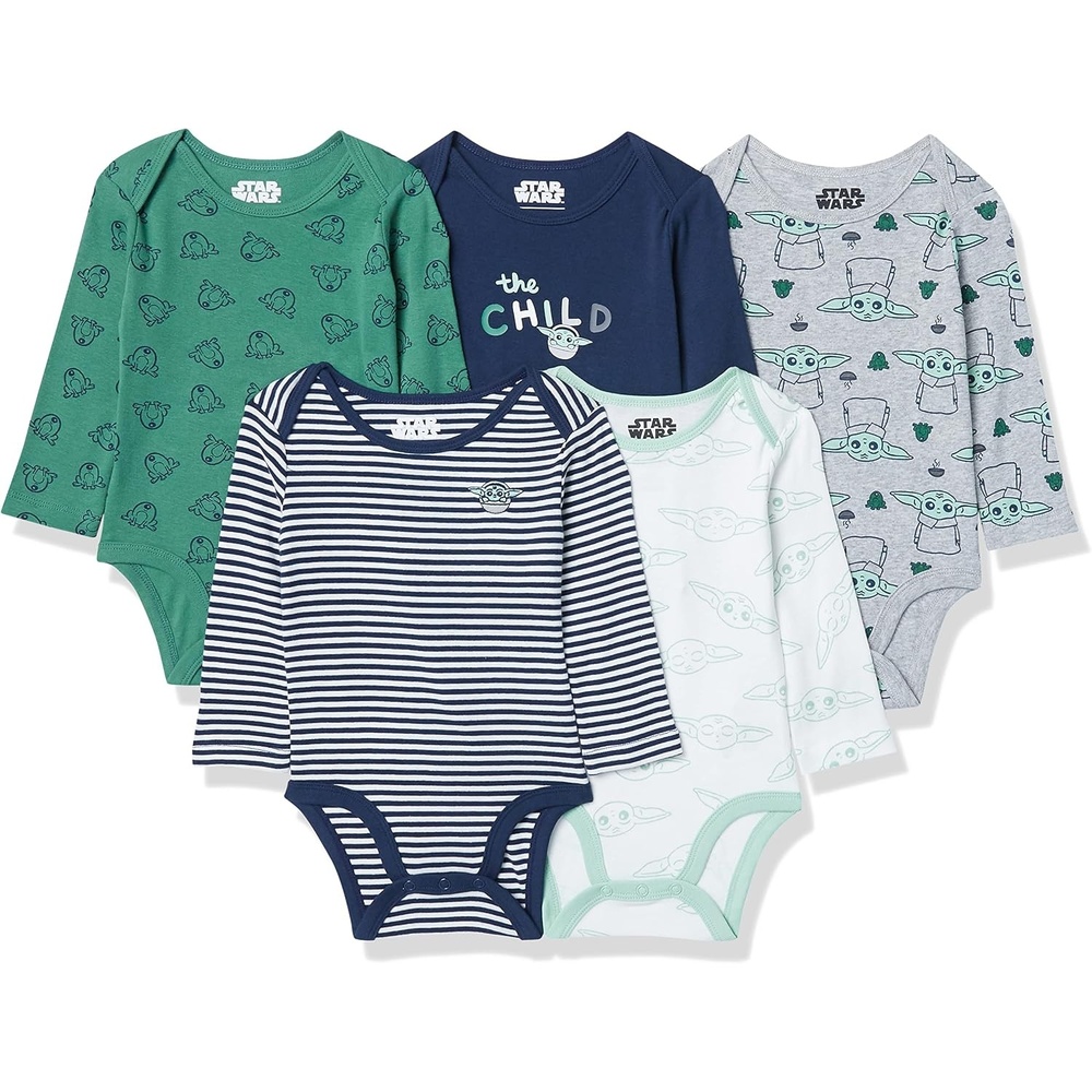 image:imageAmazon Essentials Disney Unisex Babies Cotton Knit LongSleeve Bodysuits Pack of 5Star Wars Child