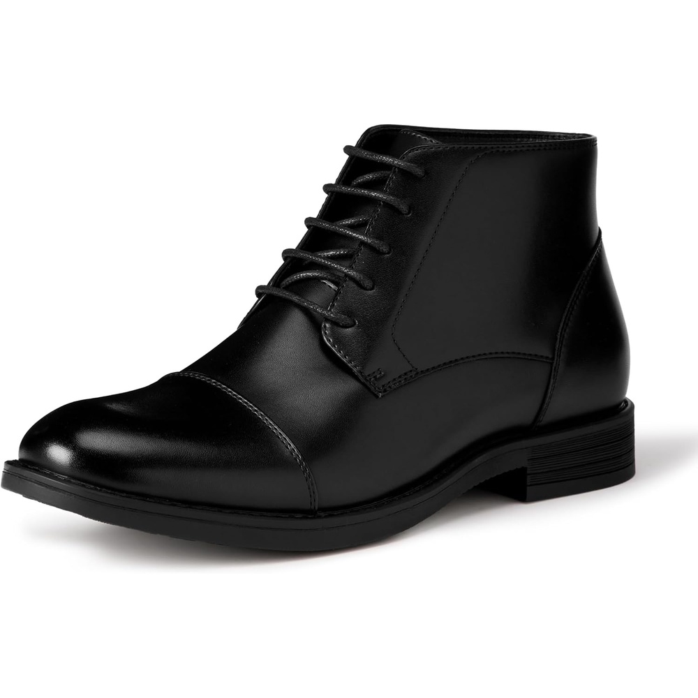 image:imageAmazon Essentials Mens Cap Toe Lace Up Ankle Dress BootsBlack