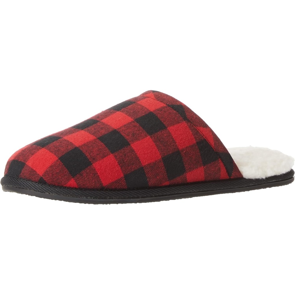 image:imageAmazon Essentials Mens Cozy Non Slip House SlippersBlack Red Buffalo Check