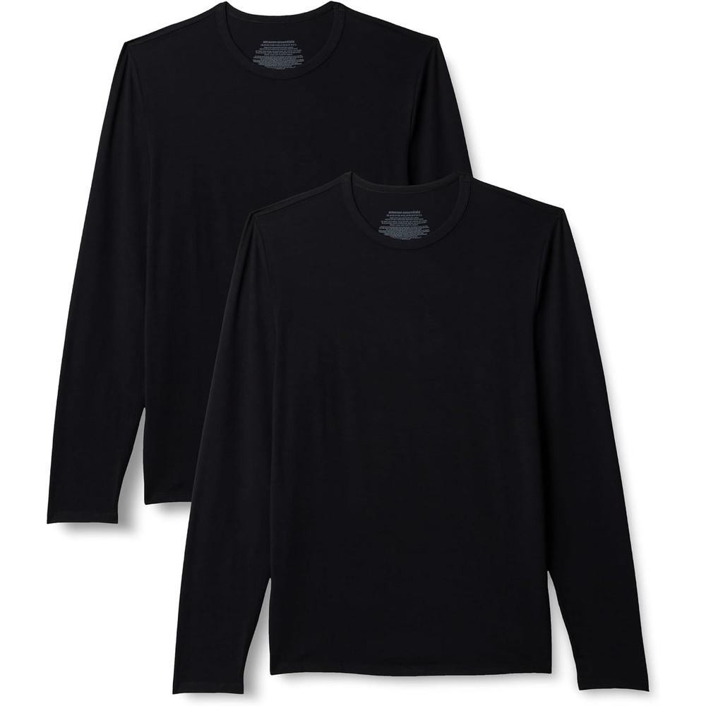 image:imageAmazon Essentials Mens Long Sleeve Super Soft Modal Undershirt Pack of 2Black
