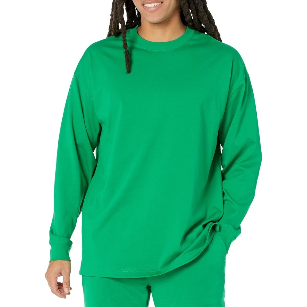 image:imageAmazon Essentials Mens OversizedFit LongSleeve Organic Cotton TShirtGreen