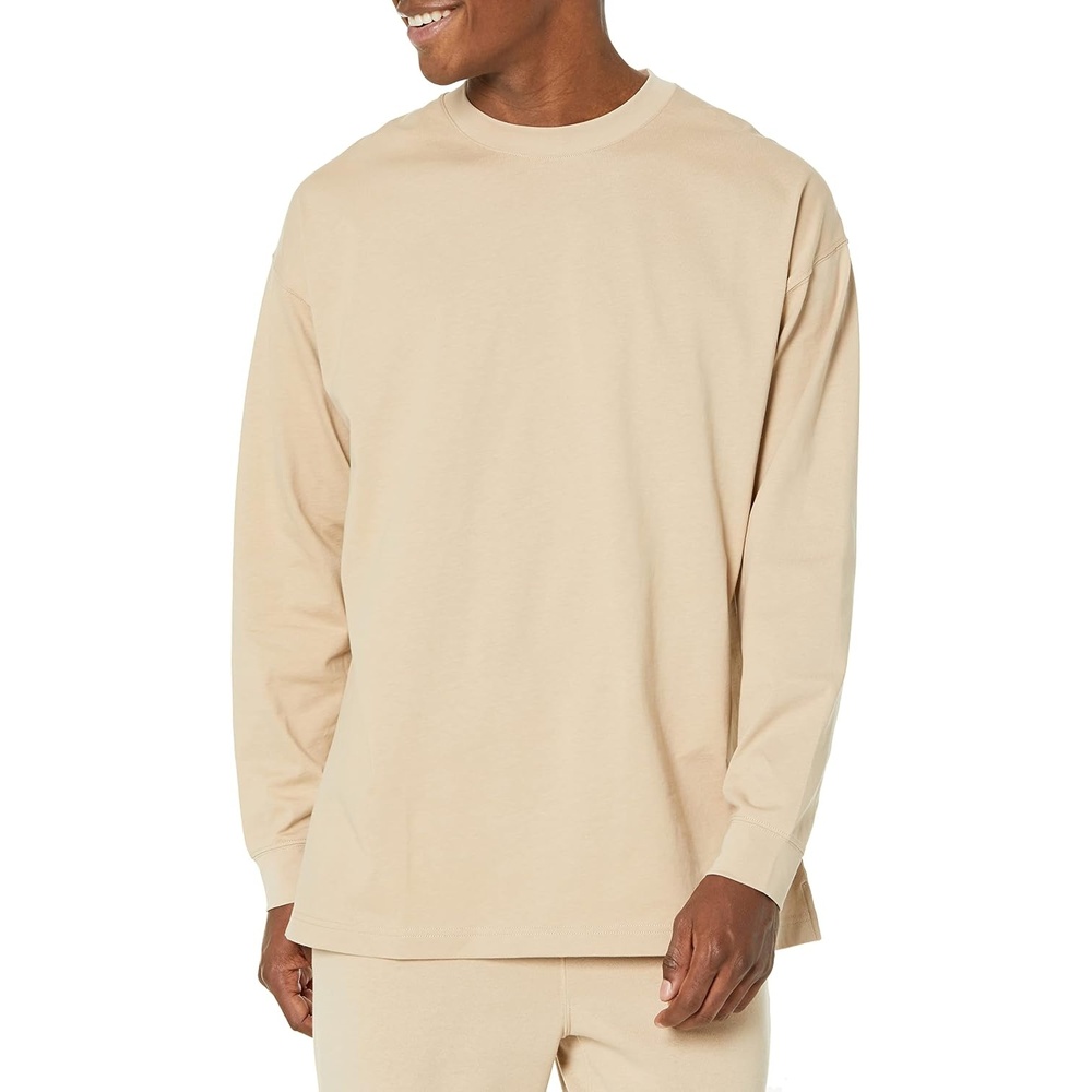 image:imageAmazon Essentials Mens OversizedFit LongSleeve Organic Cotton TShirtTan