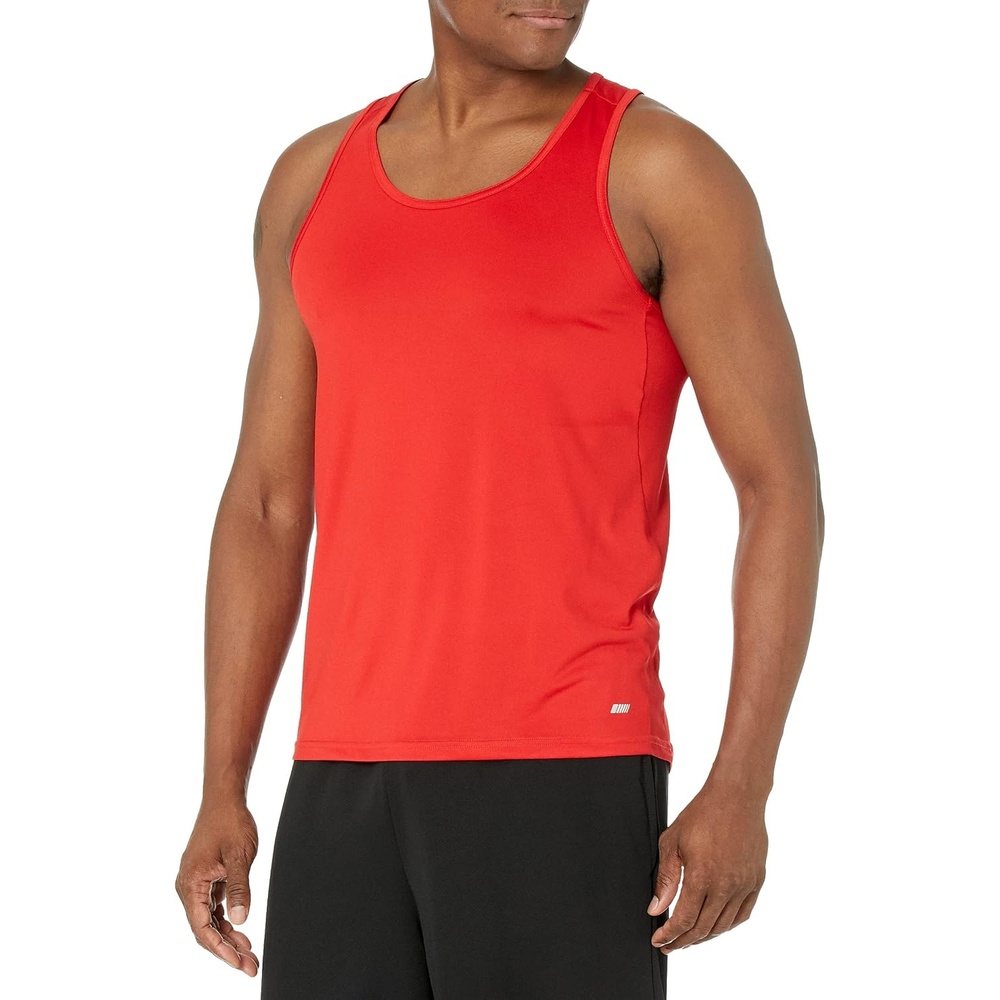image:imageAmazon Essentials Mens Quick Dry Tech Stretch Active Sleeveless Gym Tank Top Workout ShirtRed