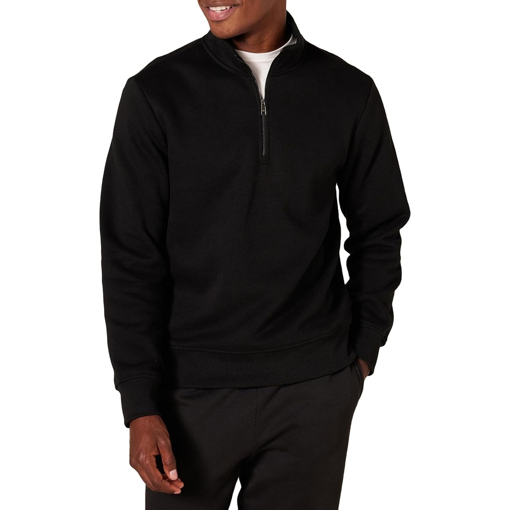 image:imageAmazon Essentials Mens Regular Fit LongSleeve QuarterZip Pullover Fleece Sweatshirt with Mock Neck MidweightBlack