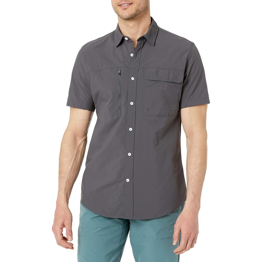 image:imageAmazon Essentials Mens Regularfit ShortSleeve Moisture Wicking Hiking ShirtDark Grey