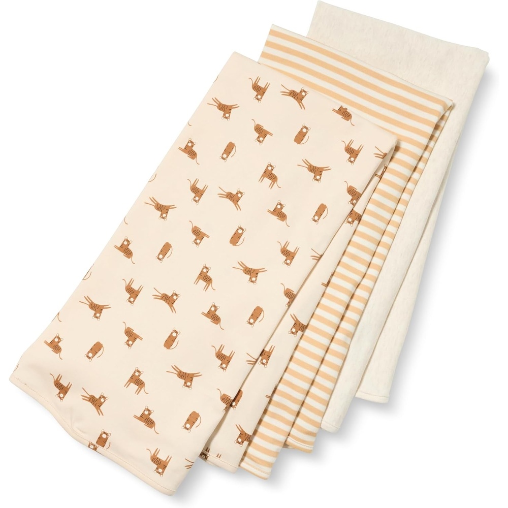 image:imageAmazon Essentials Unisex Babies Breathable Cotton Swaddle Receiving Blankets Pack of 3Oatmeal HeatherStripeTiger