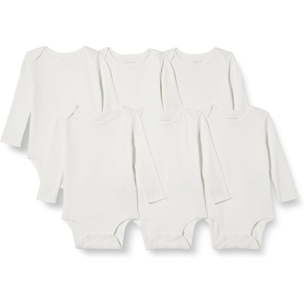 image:imageAmazon Essentials Unisex Babies LongSleeve Cotton Bodysuits Pack of 6White