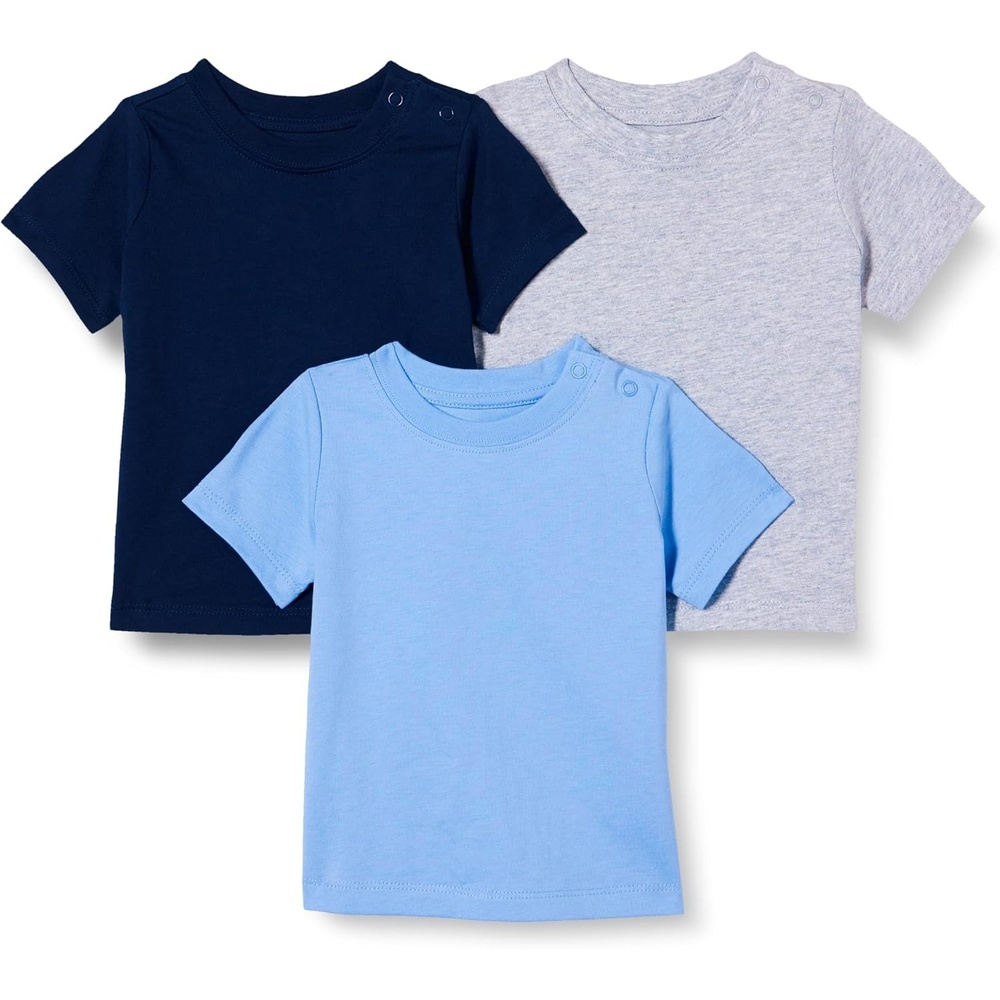 image:imageAmazon Essentials Unisex Toddlers and Babies Short Sleeve TShirtsBlueNavyMedium Grey Heather