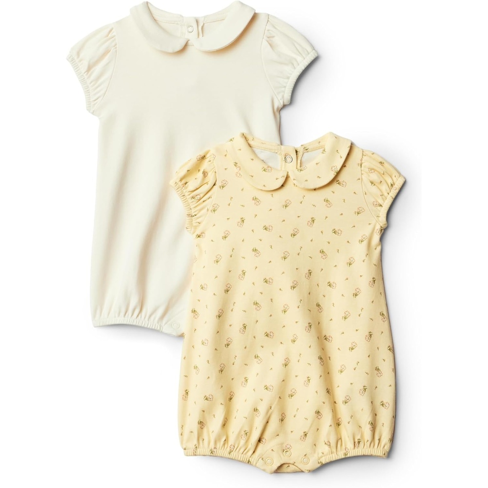 image:imageAmazon Essentials x Sofia Grainge Baby Girls Cotton Short Sleeve Romper with Peter Pan CollarDitsy FlowerIvory