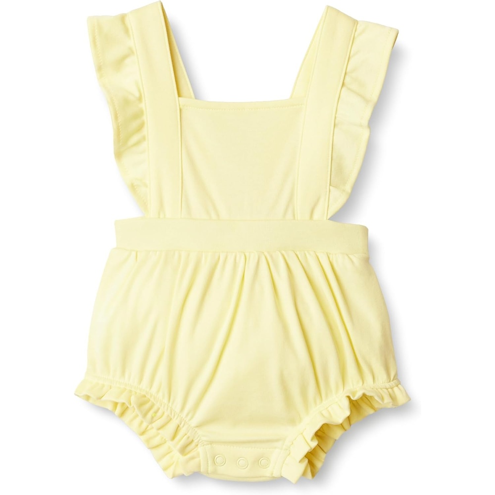 image:imageAmazon Essentials x Sofia Grainge Baby Girls Cotton Sleeveless Romper with RufflesLight Yellow