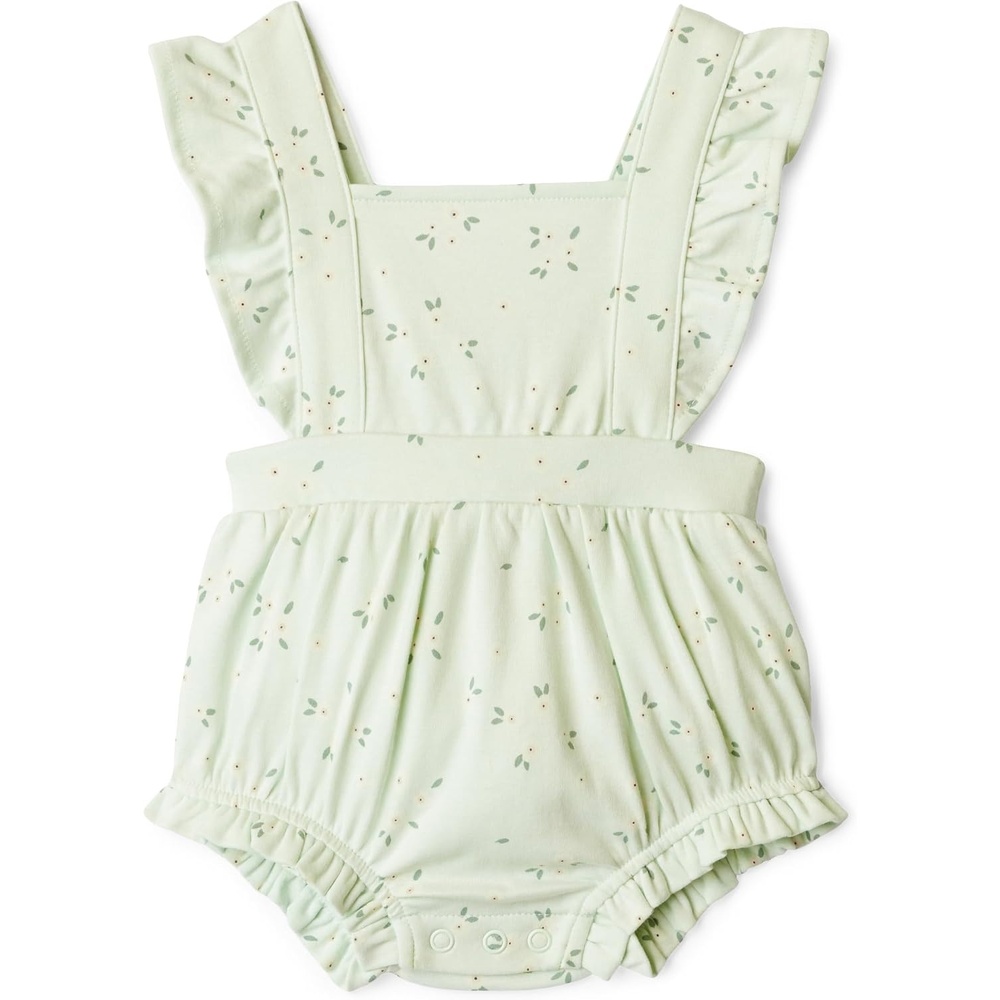 image:imageAmazon Essentials x Sofia Grainge Baby Girls Cotton Sleeveless Romper with RufflesPale Mint Green Ditsy Floral