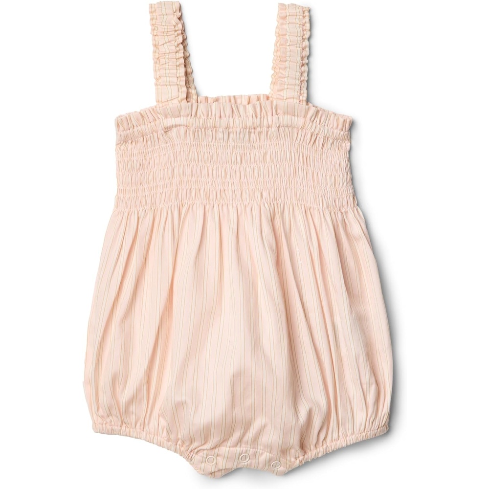 image:imageAmazon Essentials x Sofia Grainge Baby Girls Woven Sleeveless Ruffle RomperPeach Classic Stripe