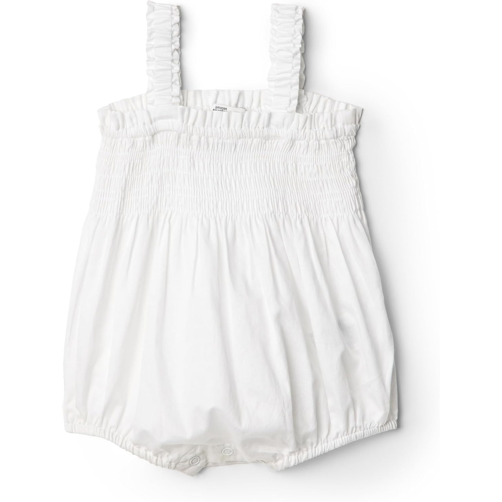 image:imageAmazon Essentials x Sofia Grainge Baby Girls Woven Sleeveless Ruffle RomperWhite