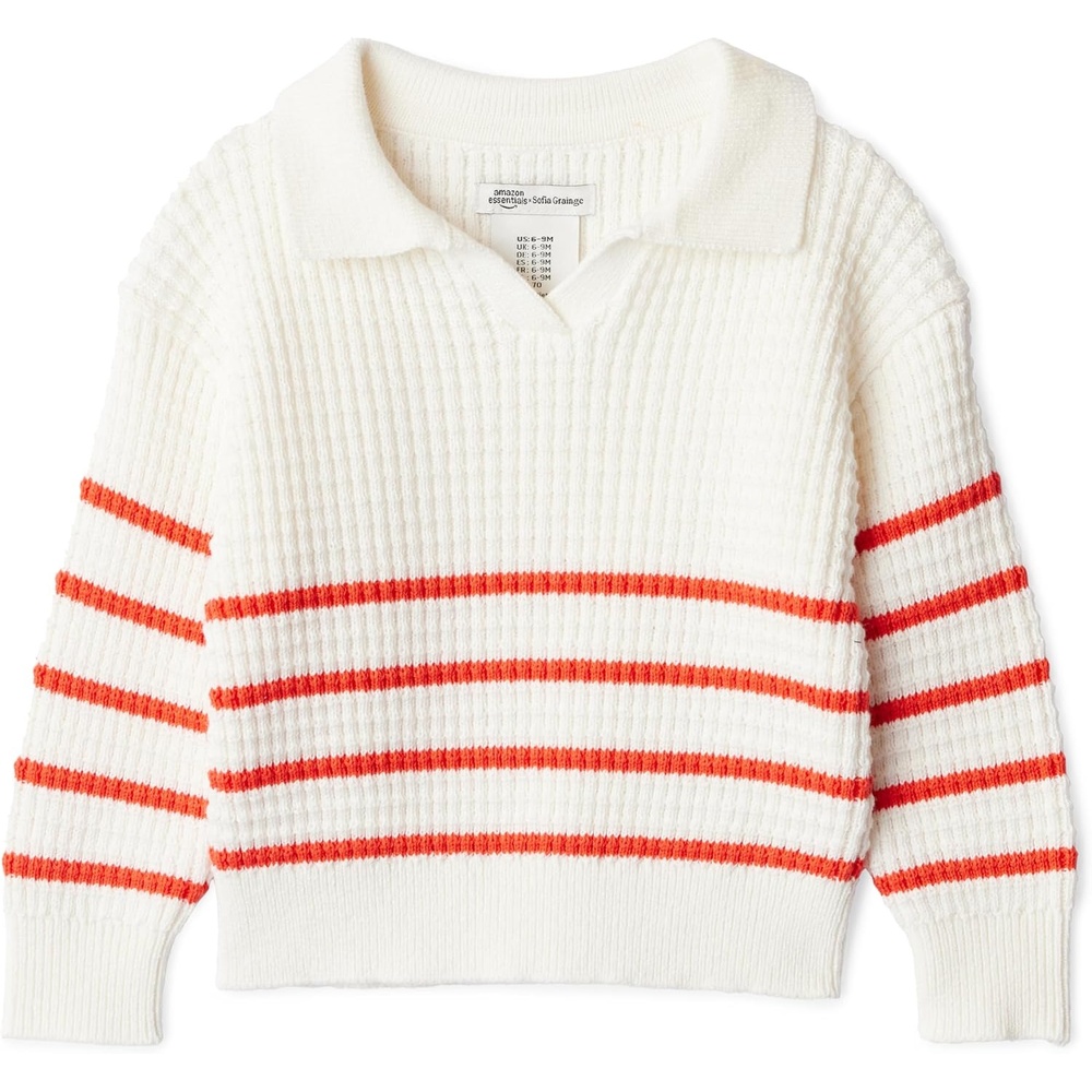 image:imageAmazon Essentials x Sofia Grainge Mommy amp Me Cotton Crochet Sweaters amp Tank SetsIvory Red Placed Thin Stripe