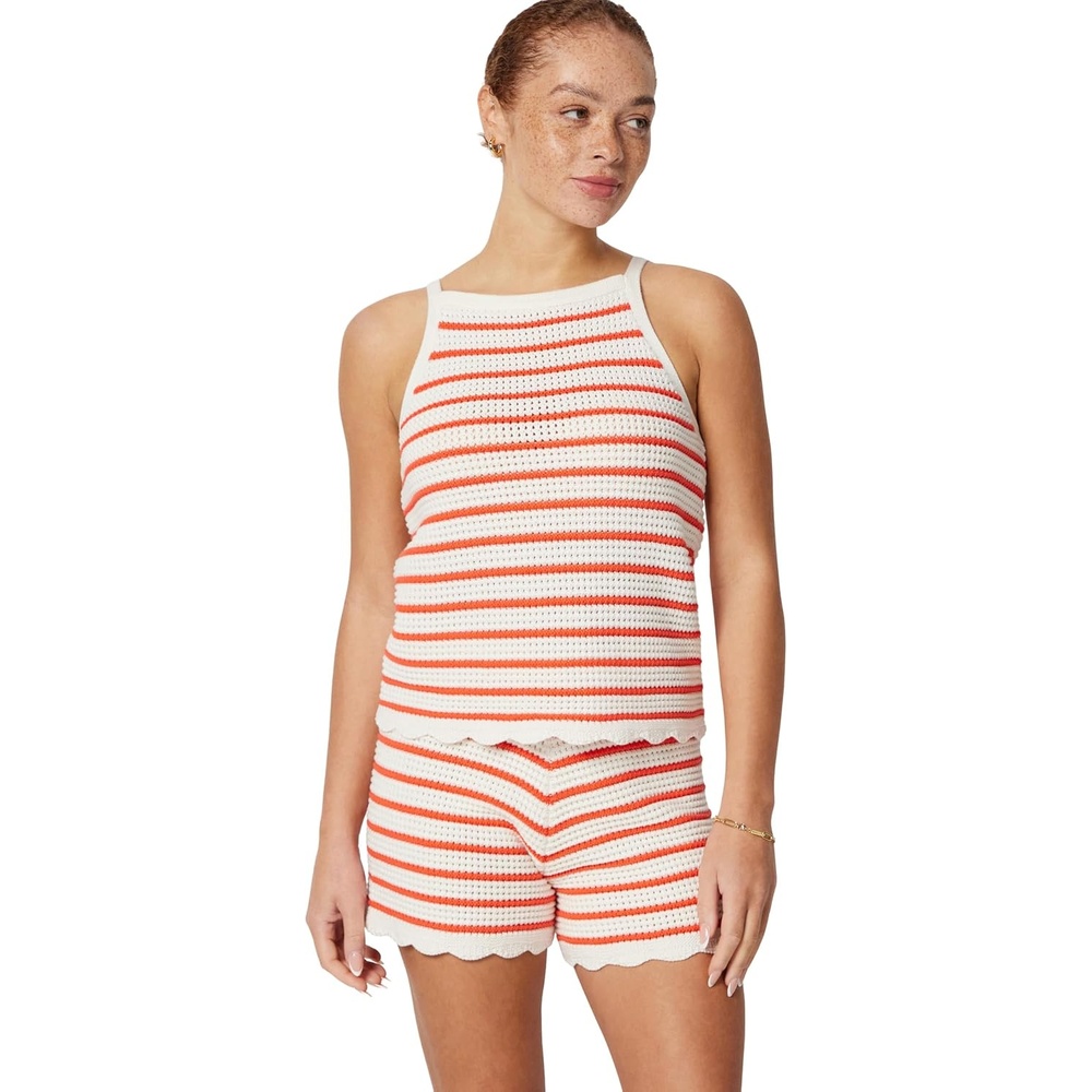 image:imageAmazon Essentials x Sofia Grainge Mommy amp Me Cotton Crochet Sweaters amp Tank SetsIvory Red Uneven Stripe