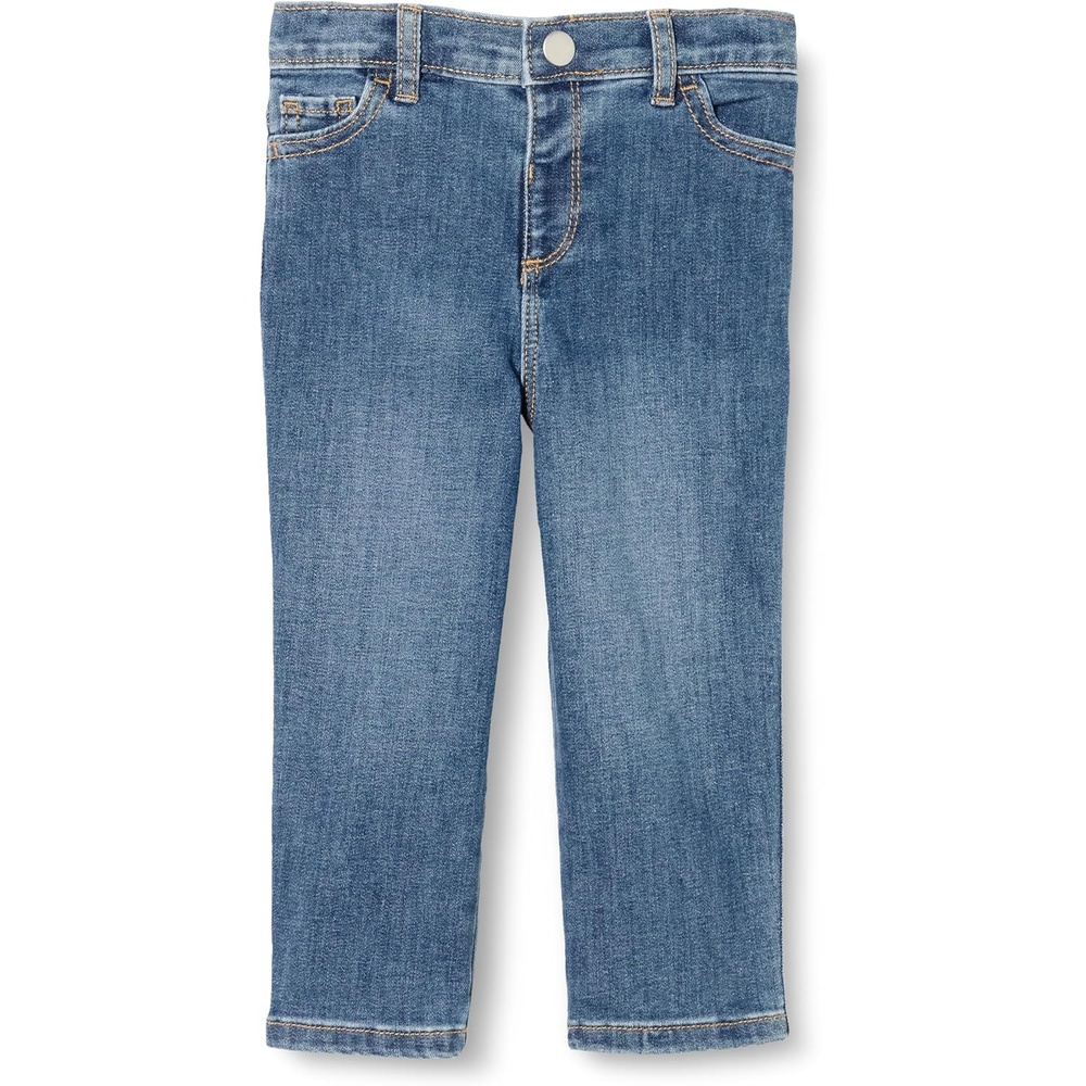 image:imageAmazon Essentials x Sofia Grainge Toddler and Baby Boys Regular Fit Straight Jeans with Elastic Waist Pull OnMedium Indigo Wash