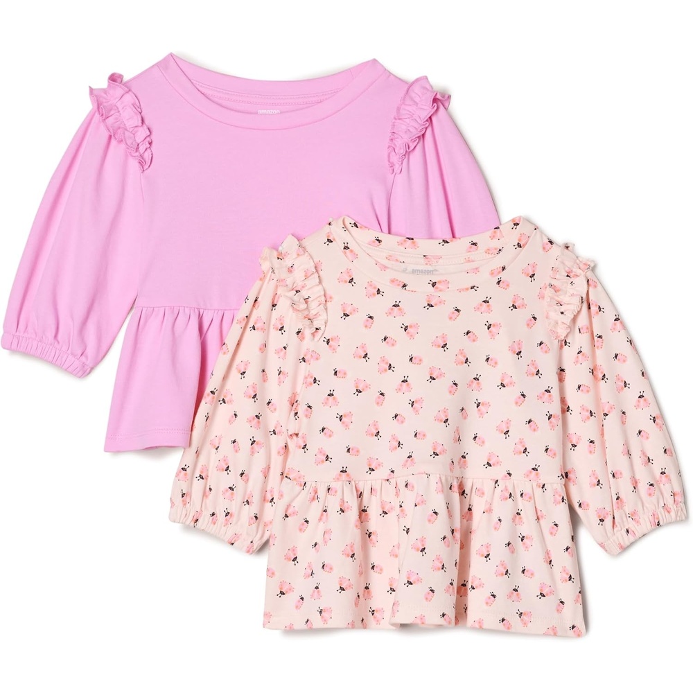 image:imageAmazon Essentials x Sofia Grainge Toddler and Baby Girls 34 Sleeve Knit TopPinkSmall Ladybugs