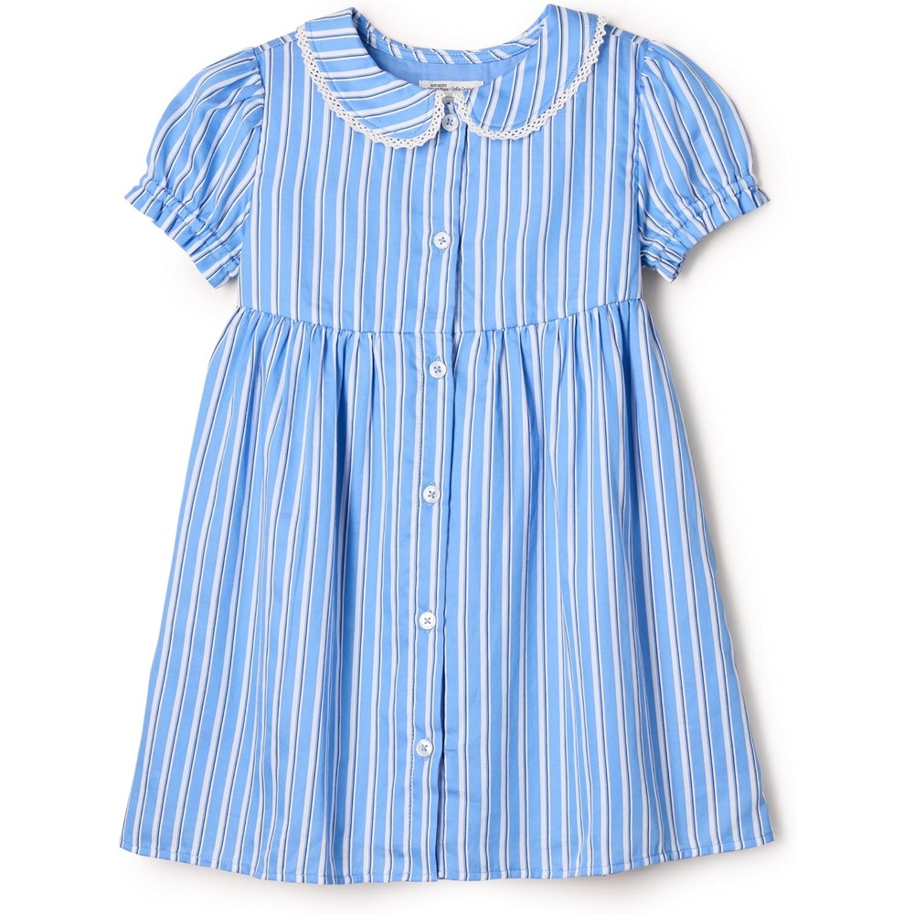 image:imageAmazon Essentials x Sofia Grainge Toddler and Baby Girls Cotton Sateen Dress with CollarBlue White Stripe
