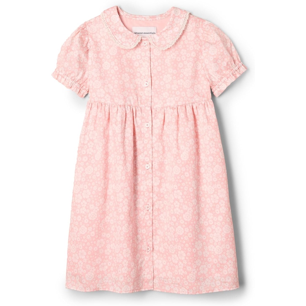 image:imageAmazon Essentials x Sofia Grainge Toddler and Baby Girls Cotton Sateen Dress with CollarPink Ivory Delicate Floral