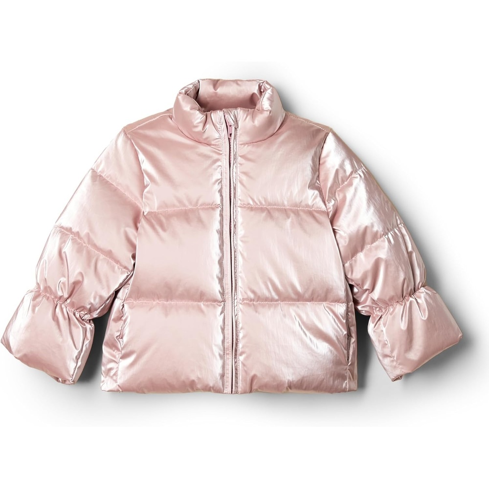 image:imageAmazon Essentials x Sofia Grainge Toddler and Baby Girls Heavyweight Fleece Lined Taffeta Puffer JacketMetallic Light Pink
