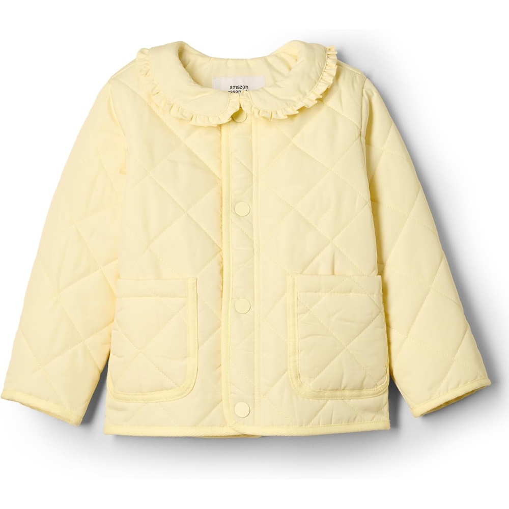 image:imageAmazon Essentials x Sofia Grainge Toddler and Baby Girls Midweight Quilted Field Jacket with RuffleButter Yellow