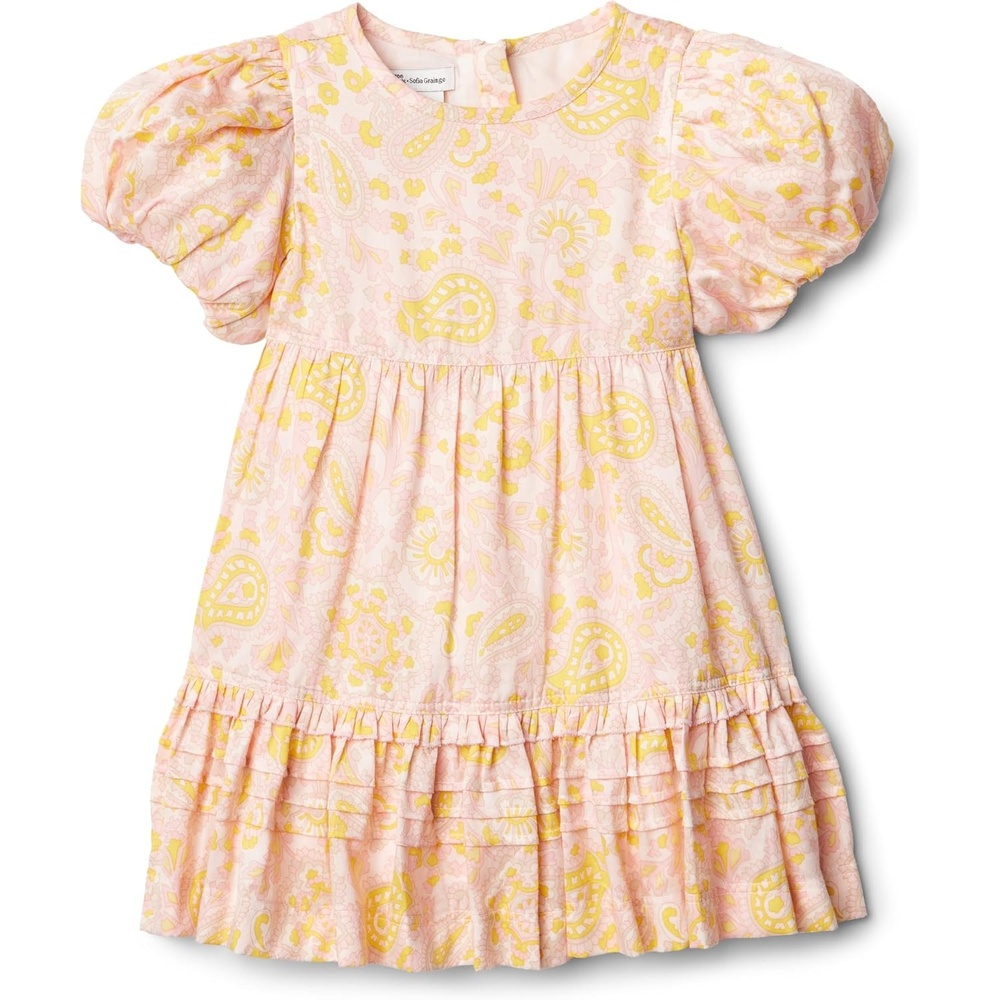 image:imageAmazon Essentials x Sofia Grainge Toddler and Baby Girls Puff Sleeve DressShell Pink Ornate Paisley