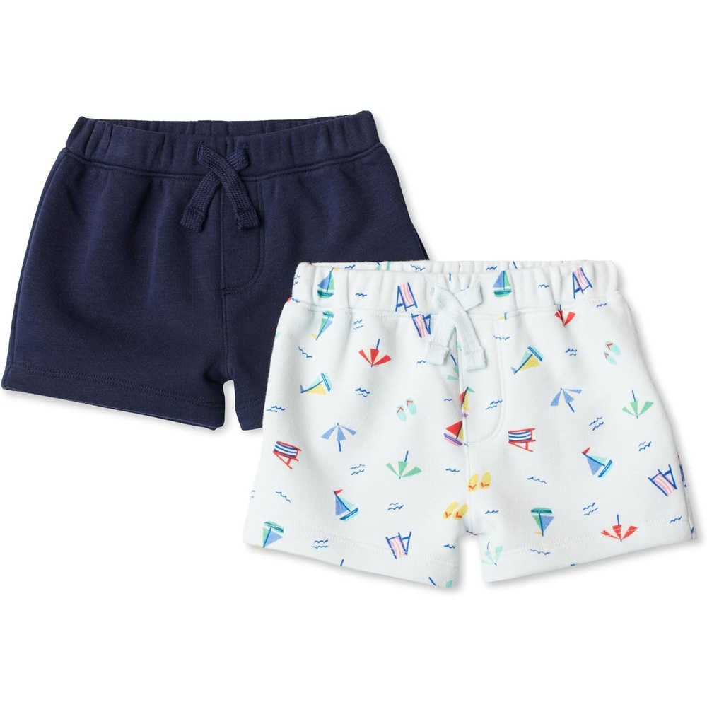 image:imageAmazon Essentials x Sofia Grainge Toddlers and Baby Boys PullOn Knit French Terry Shorts Pack of 2BeachNavy