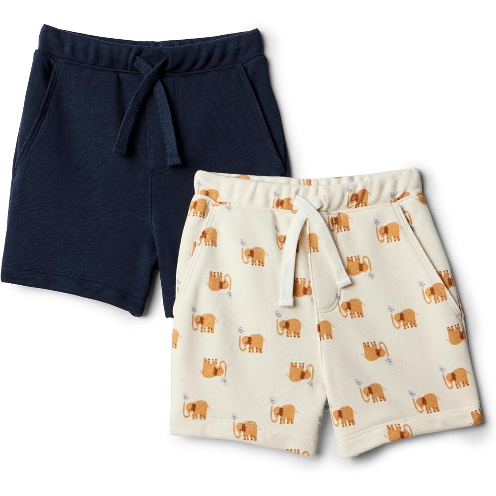 image:imageAmazon Essentials x Sofia Grainge Toddlers and Baby Boys PullOn Knit French Terry Shorts Pack of 2ElephantsNavy