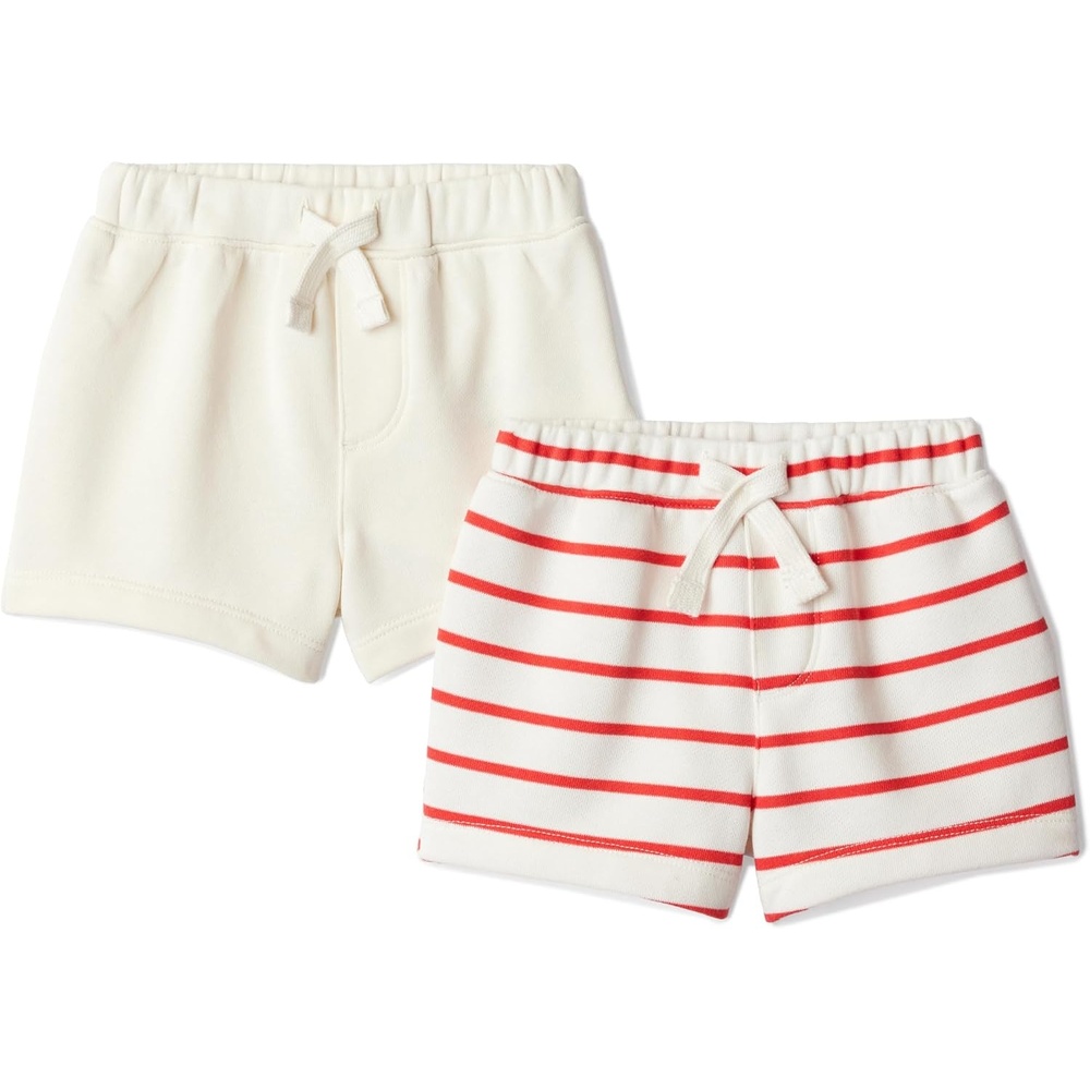 image:imageAmazon Essentials x Sofia Grainge Toddlers and Baby Boys PullOn Knit French Terry Shorts Pack of 2Petit SoleilUneven Stripe